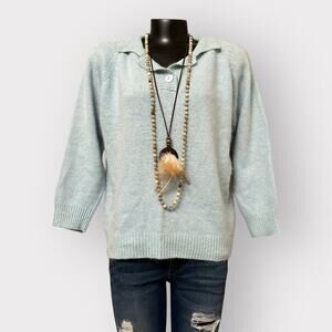 Gitano NEW VINTAGE Womens Plus Size 18W sz 38 Silk Angora Wool Knit Sweater Blue